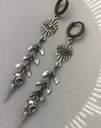 Boho mask pendant earrings in silver