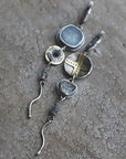 Blue Stone Cross Earrings