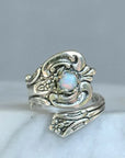 White Opal Spoon Adjustable Ring