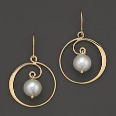Vintage Hoop &amp; Pearl Golden Earrings