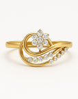 Crystal Flower Signature Gold Ring