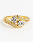 Rounded Crystals Orbit Gold Ring