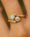 Rounded Crystals Orbit Gold Ring