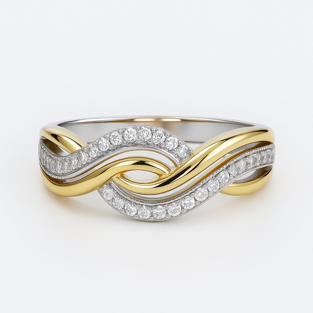 Braided Crystal Gold &amp; Silver Ring