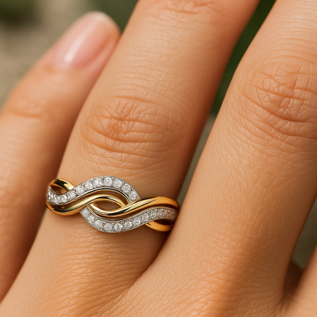 Braided Crystal Gold &amp; Silver Ring