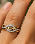 Braided Crystal Gold & Silver Ring