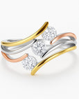 Three Tone Zirconia Orbit Ring