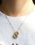 Bubble letter initial necklace set | Gold
