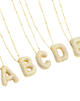 Bubble letter initial necklace set | Gold
