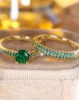 Serena Emerald Duo Ring Set | Gold