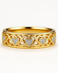 Hollow Zirconia Heart Gold Ring