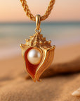 Pearl Nature Shell Gold Necklace