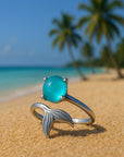 Adjustable Opal Tail Silver Ring
