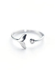 Dolphin Tail Ring in 925 Sterling Silver and Adjustable Zirconia