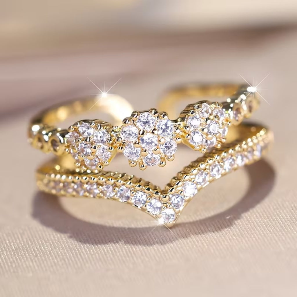 Golden Bloom Crown Ring