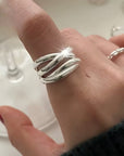 Boho Adjustable Silver Ring