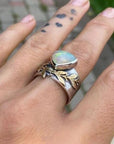 Leaf Geometric Opal Ring