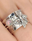 Bee Gemstone Meditation Spinner Ring