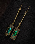Green Lantern Pendant Earrings in Gold