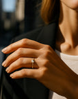 Singular Inlaid Pearl Gold Ring
