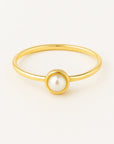 Singular Inlaid Pearl Gold Ring