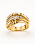 Wavy Zirconia Gold Layer Ring