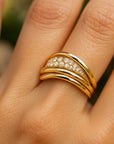 Wavy Zirconia Gold Layer Ring