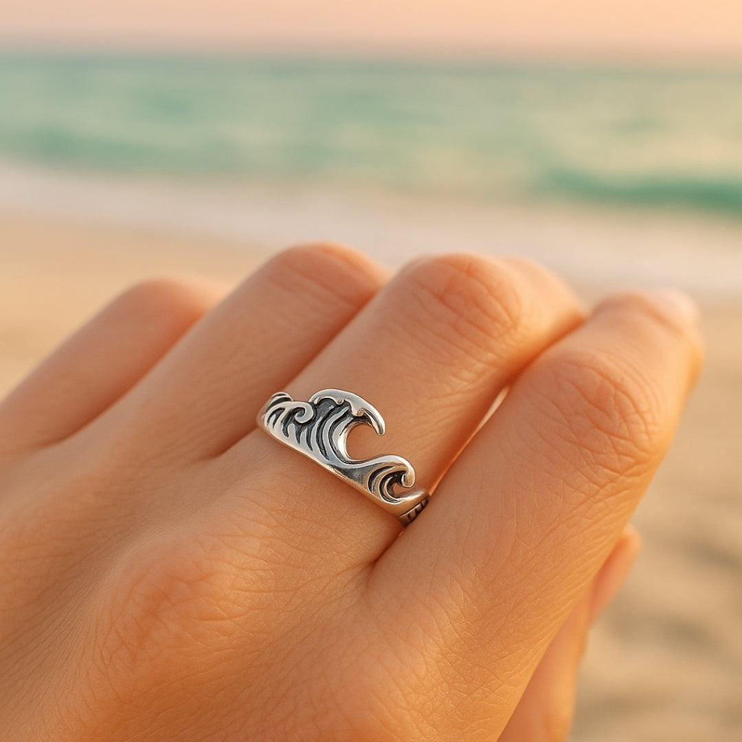 Ocean Wavy Silver Ring