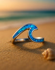 Opal Ocean Wavy Silver Ring