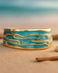 Blue Enamel Dune Gold Ring
