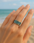 Blue Enamel Dune Gold Ring