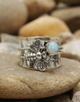 Bee Gemstone Meditation Spinner Ring