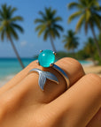 Adjustable Opal Tail Silver Ring