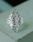 Silver Floral Filigree Ring