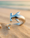 Adjustable Great Hammerhead Silver Ring