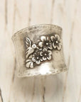 Bird Flower Wide Band Ring