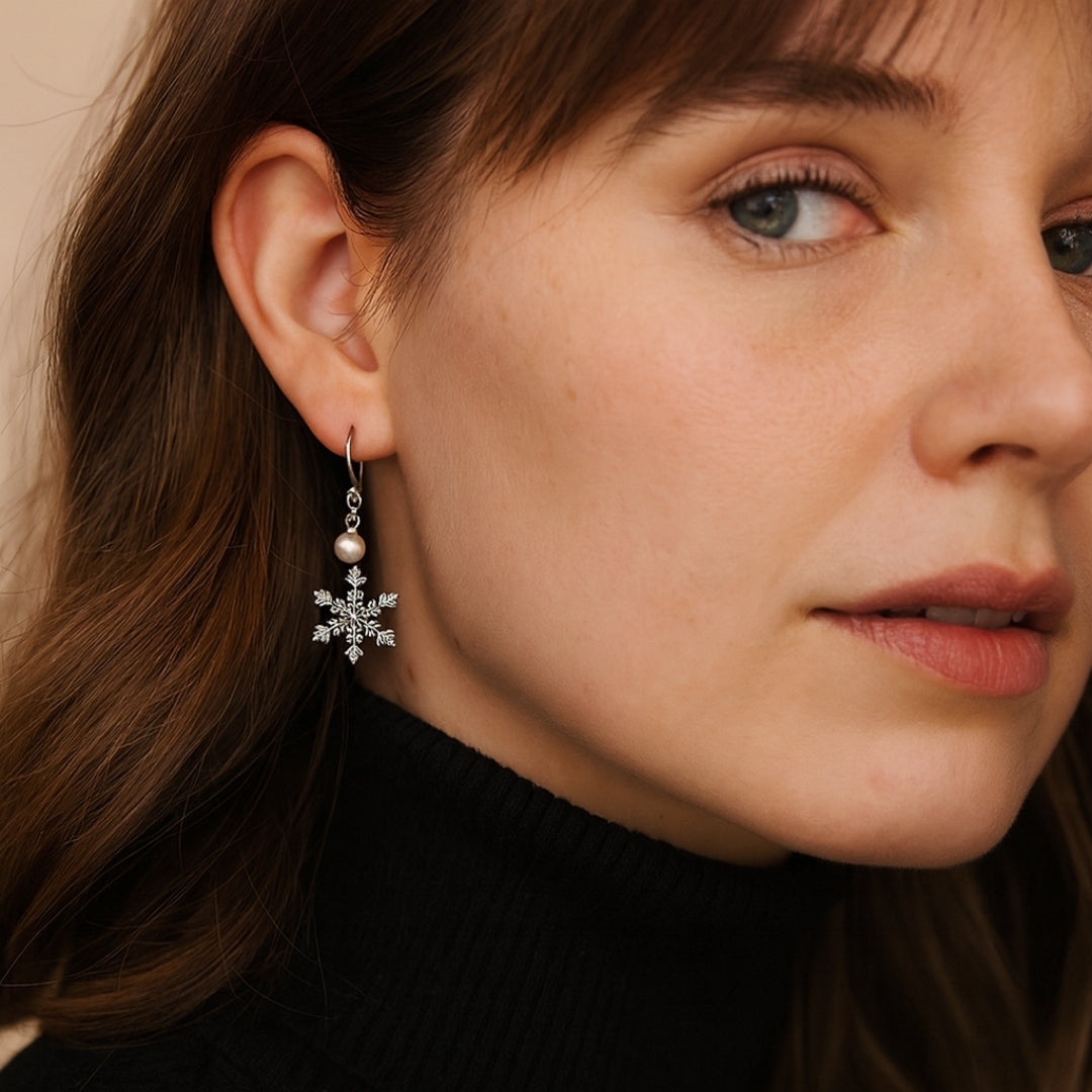 Snowflake Pearl Earrings