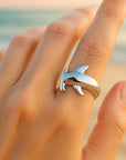 Adjustable Great Hammerhead Silver Ring