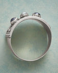 Three-Stone Pearl Carved Geometric Ring