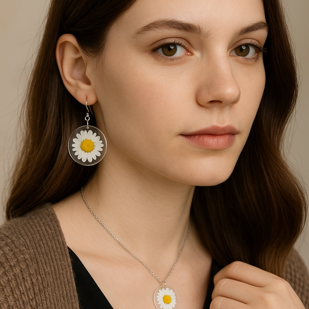 Sunflower Crystal Rounded Earrings