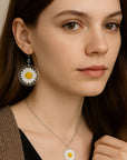 Sunflower Crystal Rounded Earrings
