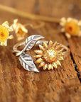 Adjustable Gold Sunflower Ring