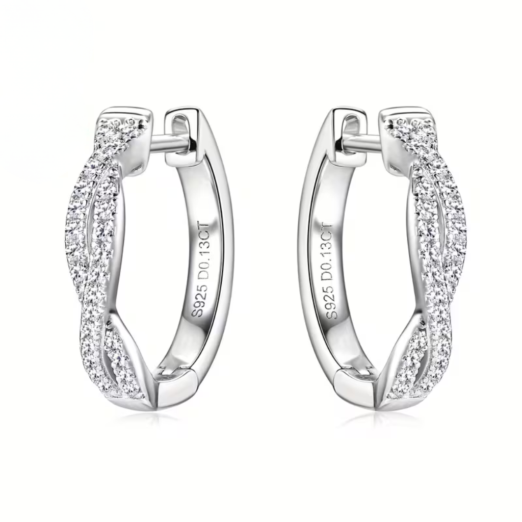 Twisted Sparkle Hoops Earrings