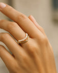 Adjustable Wavy Pearl Gold Ring