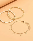 Coastal Charm 3-Piece Layered Anklet Set | Gold
