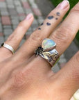 Leaf Geometric Opal Ring