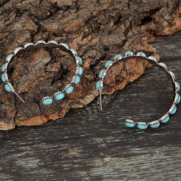 Vintage Turquoise Hoop Earrings