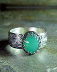 Carved Flower Emerald Ring