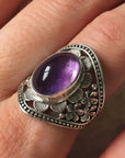 Purple Gemstone Flower Ring