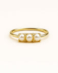 Triple Pearl Trail Gold Ring